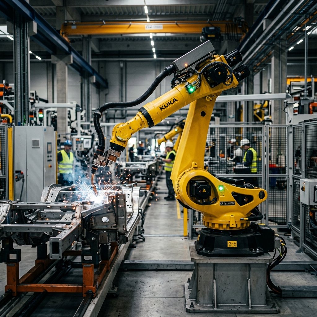 Close-up of a robotic device used in automated assembly